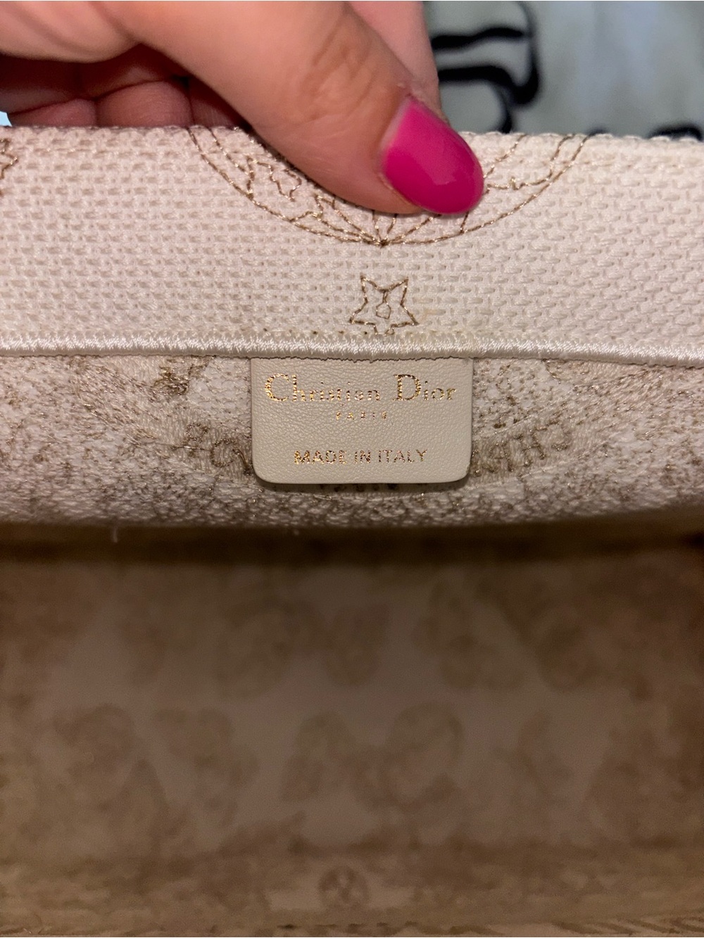 CHRISTIAN DIOR Beige and White Around the Workd Logo Book Tote Bag - Picture 8 of 11